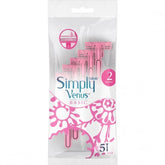 Gillette Simply Venus Basic 2 Blades Disposable Razor, 5-Pack